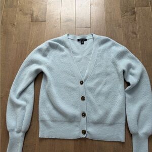 Saks Fifth Avenue Soft Blue Button-Up Cashmere Cardigan